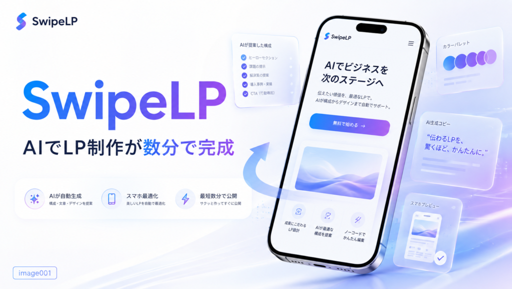 SwipeLP Ver.9とは？画像を用意するだけでLPが完成する新しい制作方法